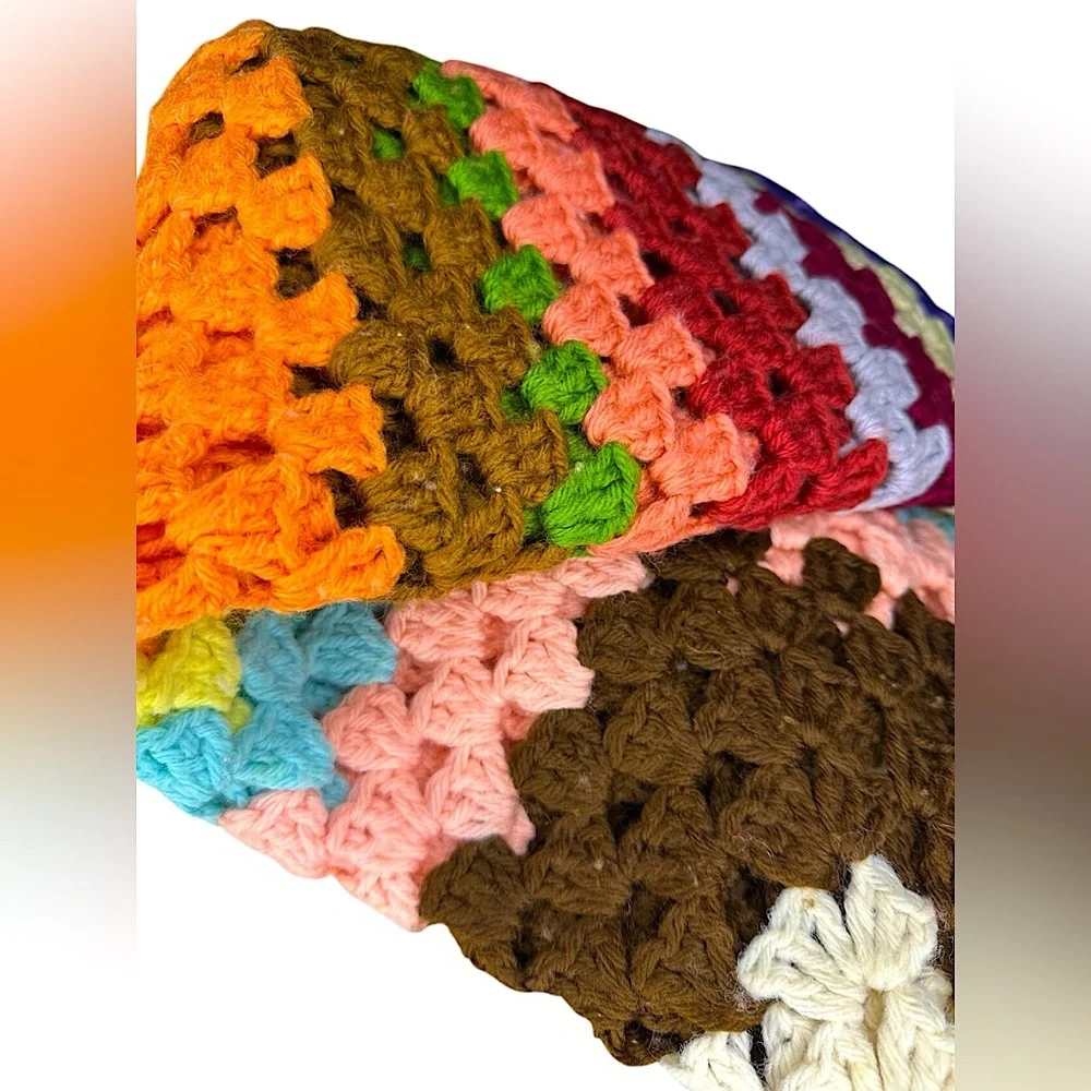 Handmade Crochet Afghan Throw Blanket - Vibrant Multicolored - 54 x 54 inches